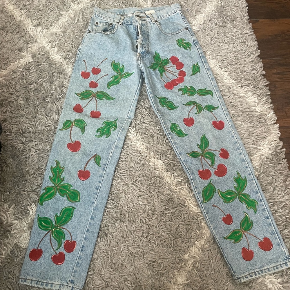Painted cherry club Monaco jeans